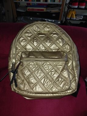 Steve Madden Quilted Metallic Gold Backpack